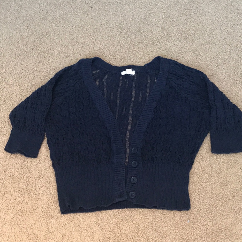Forever 21 blue crocheted shrug sweater